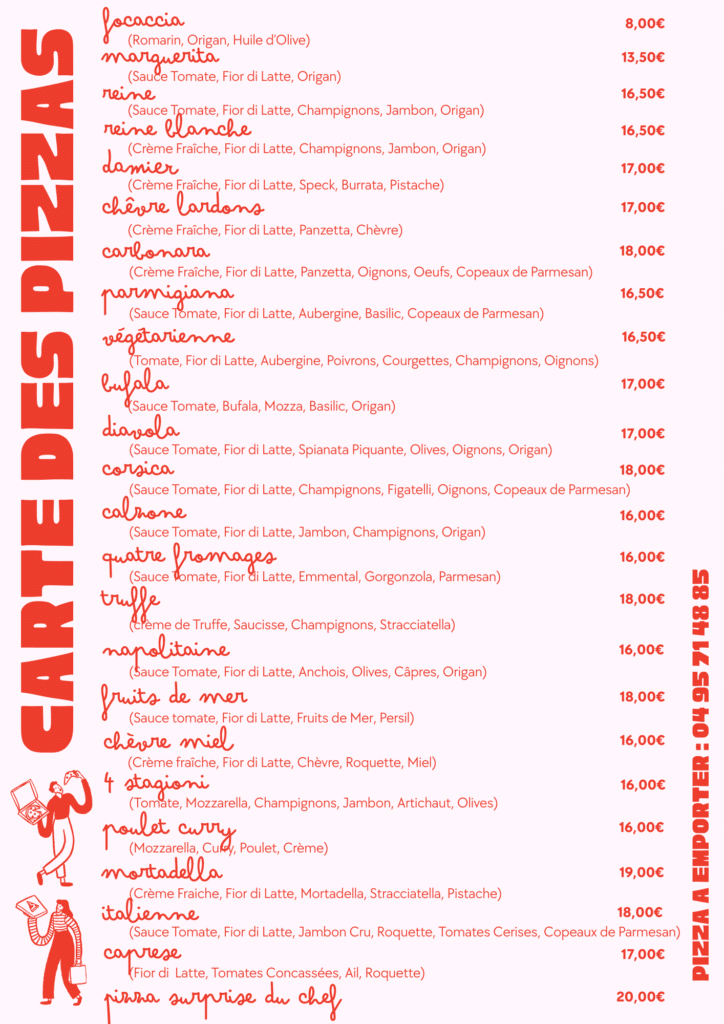 carte pizzas